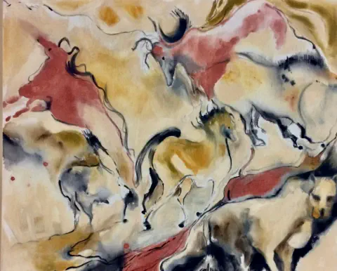 Horses Running Away From Danger Acrylic Soak Painting On Canvas