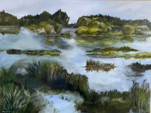 Floating and Flowing Pinery River Habitat - Acrylic on canvas 18" X 24" $350.00