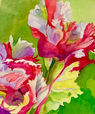 Flower in the Rain Watercolor 7.5” x 9.5” $200.00
